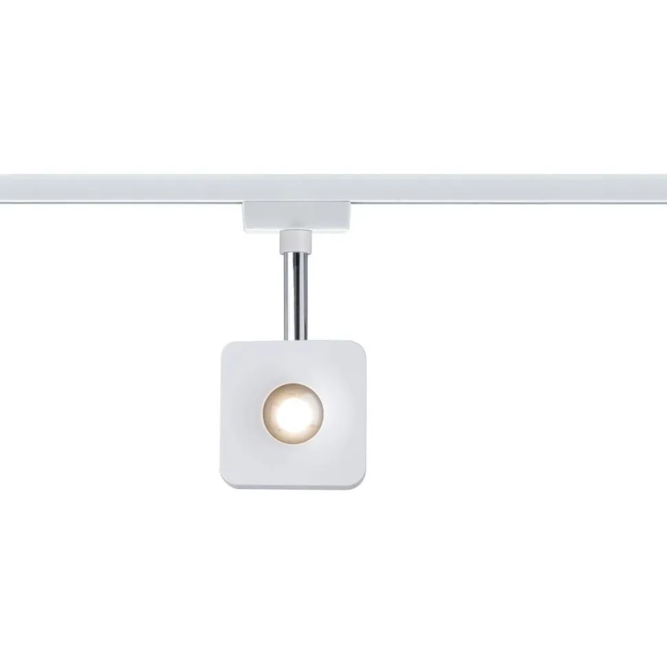LED-spottivalaisin kiskoon Paulmann URail Cube, 2700K, himmennettävä, mattakromi