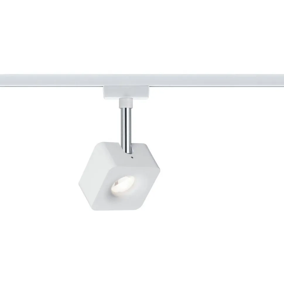 LED-spottivalaisin kiskoon Paulmann URail Cube, 2700K, himmennettävä, mattakromi