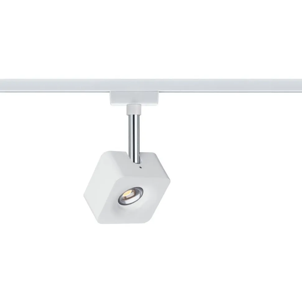 LED-spottivalaisin kiskoon Paulmann URail Cube, 2700K, himmennettävä, mattakromi