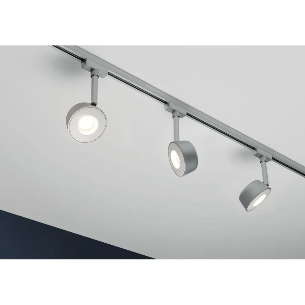 LED-spottivalaisin kiskoon Paulmann URail Pellet, 2700K, himmennettävä, mattakromi