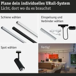 LED-spottivalaisin kiskoon Paulmann URail Smart Home Zigbee 3.0 Tarie, Ø6cm, 230lm, 4.5W, RGBW+, himmennettävä, 230V, mattamusta