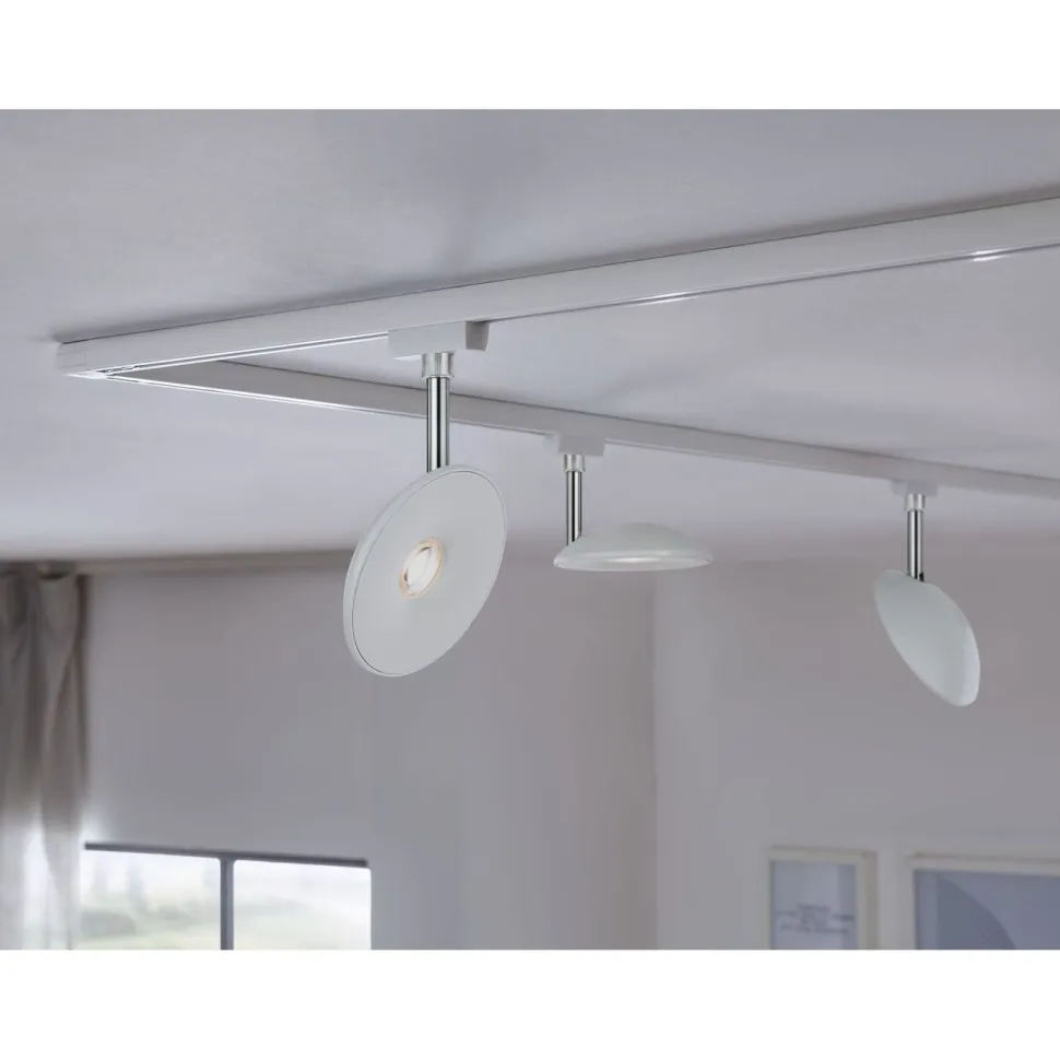 LED-spottivalaisin kiskoon Paulmann URail Sphere, 2700K, himmennettävä, mattakromi
