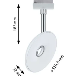 LED-spottivalaisin kiskoon Paulmann URail Sphere, 2700K, himmennettävä, mattakromi