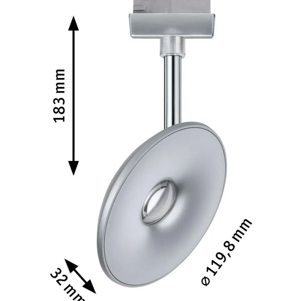 LED-spottivalaisin kiskoon Paulmann URail Sphere, 2700K, himmennettävä, mattakromi