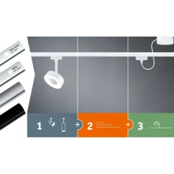 LED-spottivalaisin kiskoon Paulmann URail Theron, Ø6.2cm, 1100lm, 11W, 4000K, himmennettävä, 230V, mattamusta