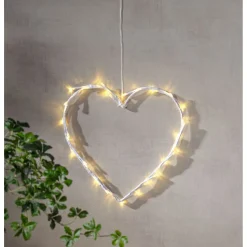 LED-sydänkranssi Star Trading Crispy, 25cm, valkoinen
