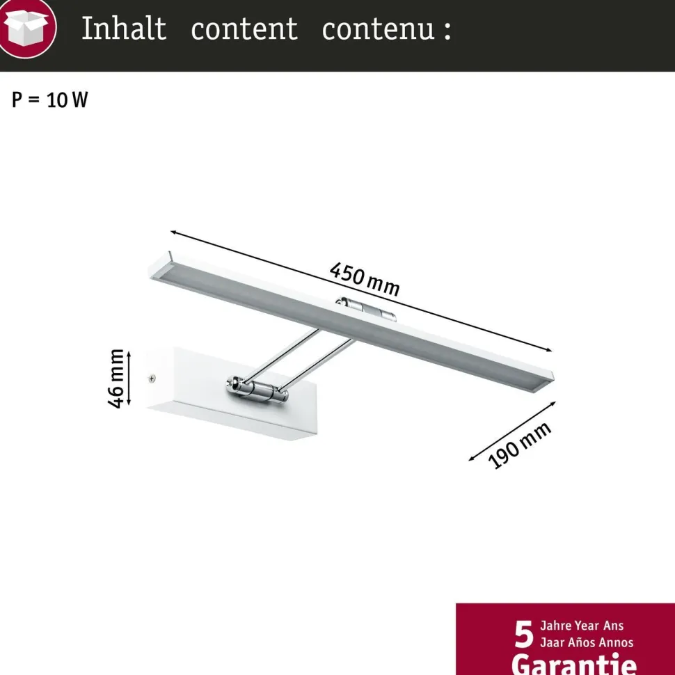 LED-tauluvalaisin Paulmann Galeria, 29cm, 2700K, 450lm, 5W, harjattu nikkeli/kromi