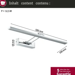 LED-tauluvalaisin Paulmann Galeria, 29cm, 2700K, 450lm, 5W, harjattu nikkeli/kromi