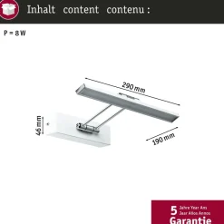 LED-tauluvalaisin Paulmann Galeria, 29cm, 2700K, 450lm, 5W, harjattu nikkeli/kromi