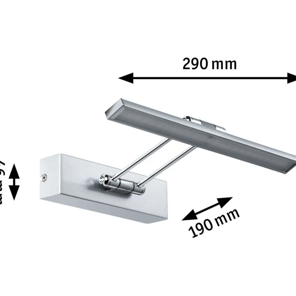 LED-tauluvalaisin Paulmann Galeria, 29cm, 2700K, 450lm, 5W, harjattu nikkeli/kromi