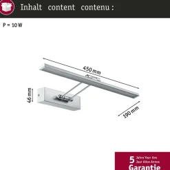LED-tauluvalaisin Paulmann Galeria, 2700K, 580lm, 8W, harjattu nikkeli/kromi