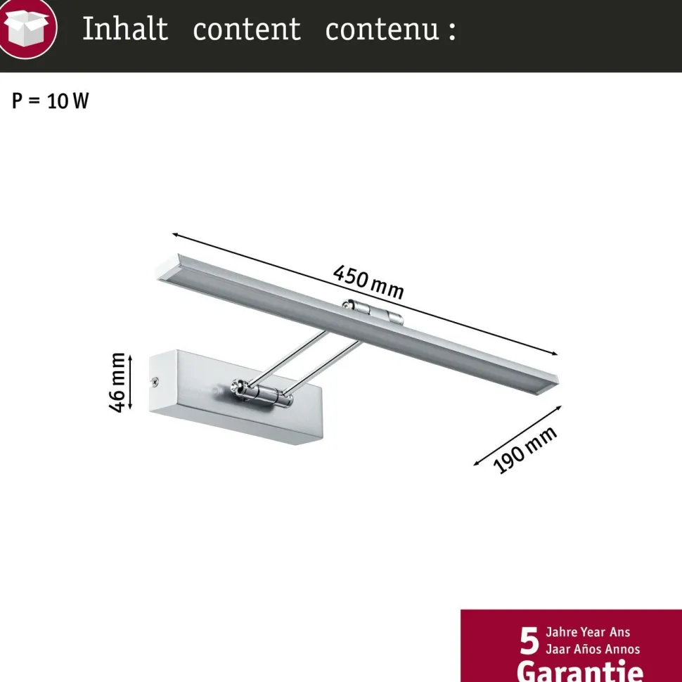 LED-tauluvalaisin Paulmann Galeria, 2700K, 580lm, 8W, harjattu nikkeli/kromi