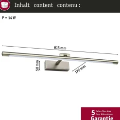 LED-tauluvalaisin Paulmann Mingo, 41.5cm, 3000K, 510lm, 9.5W, antiikkimessinki