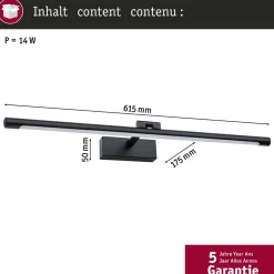 LED-tauluvalaisin Paulmann Mingo, 41.5cm, 3000K, 510lm, 9.5W, antiikkimessinki