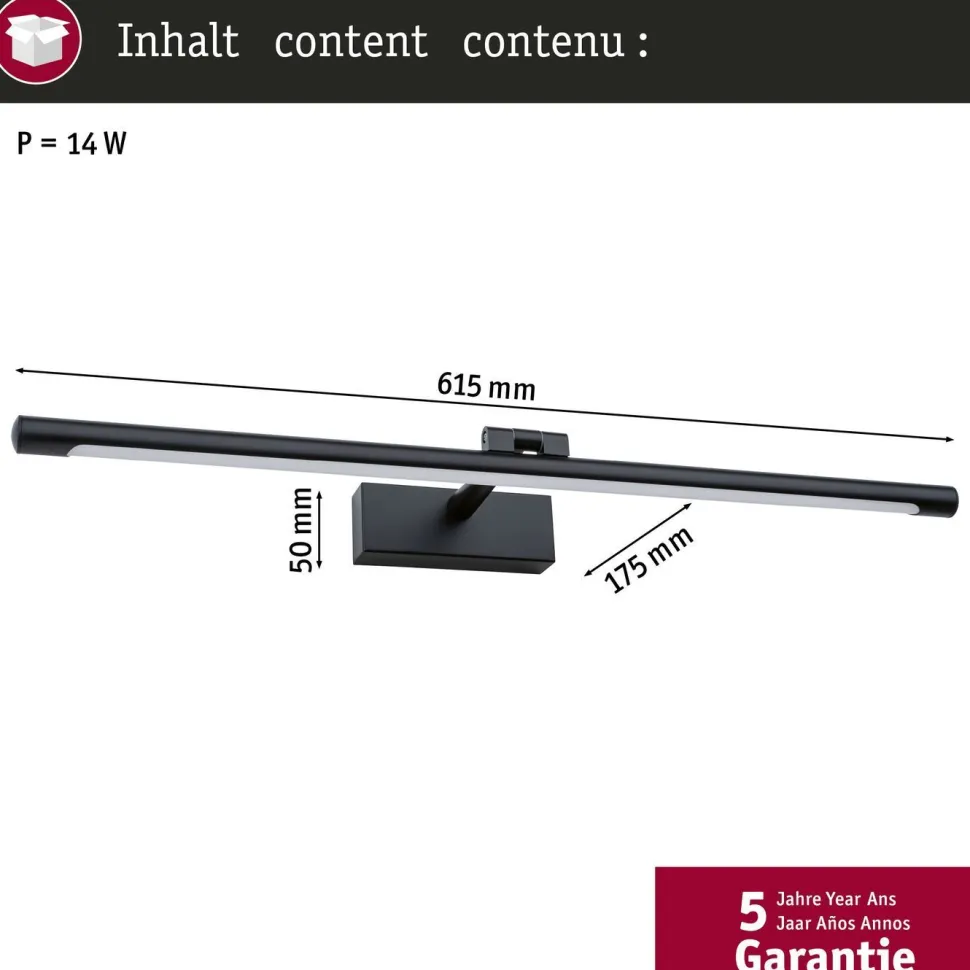 LED-tauluvalaisin Paulmann Mingo, 41.5cm, 3000K, 510lm, 9.5W, antiikkimessinki