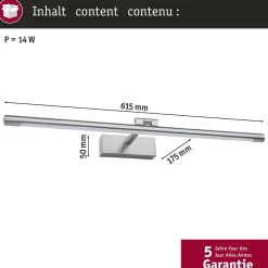 LED-tauluvalaisin Paulmann Mingo, 41.5cm, 3000K, 510lm, 9.5W, antiikkimessinki