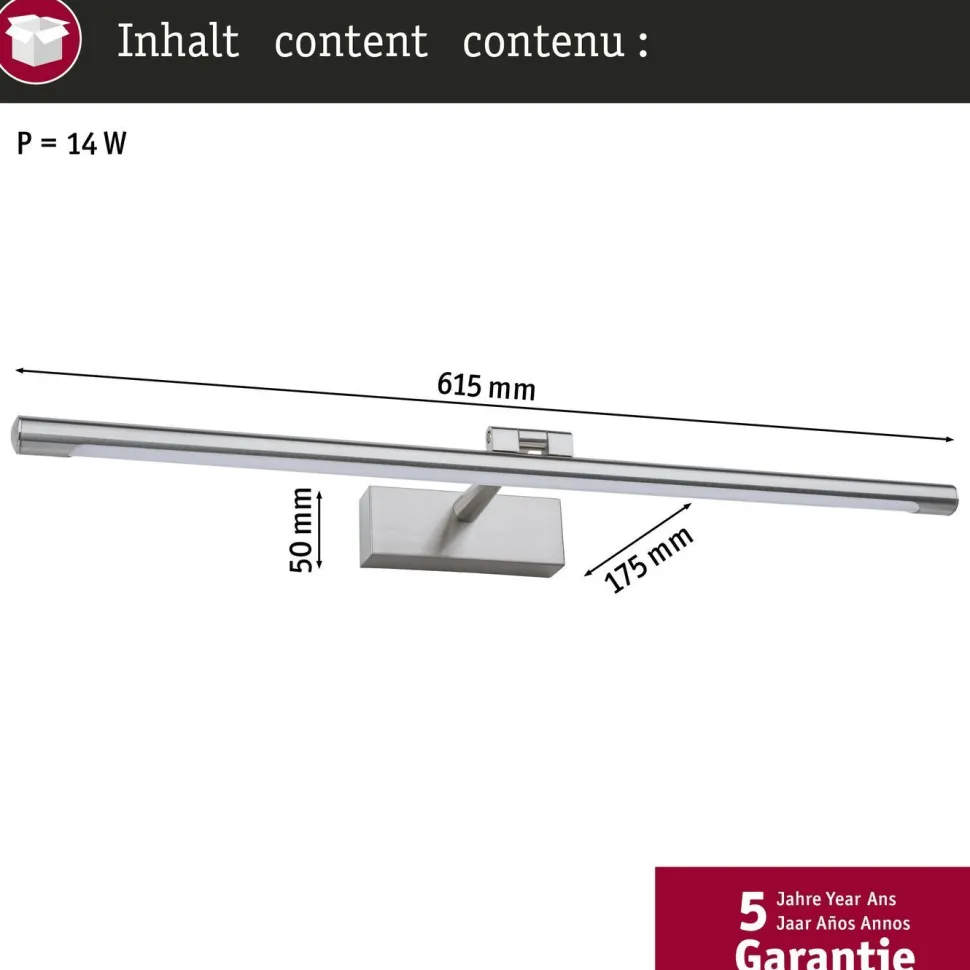 LED-tauluvalaisin Paulmann Mingo, 41.5cm, 3000K, 510lm, 9.5W, antiikkimessinki