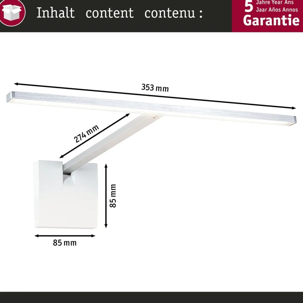 LED-tauluvalaisin Paulmann Xana, 35.3cm, 2700K, 420lm, 24V, 5.5W, himmennettävä, harjattu alumiini