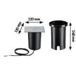 LED-terassivalaisin Paulmann Floor, Smart Home Zigbee 3.0, IP67, 11x11cm, RGBW+, harjattu rauta