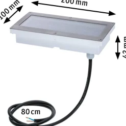 LED-terassivalaisin liiketunnistimella Paulmann Brick, IP67, 20x10cm, 3000K, alumiini