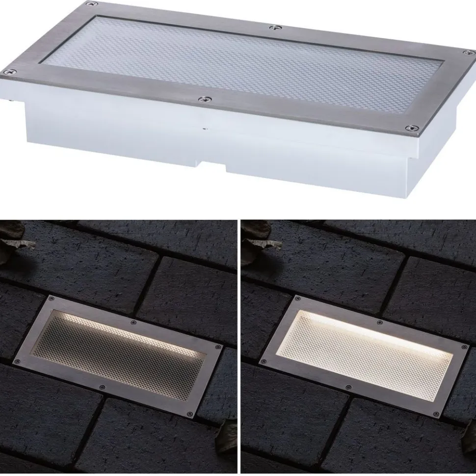 LED-terassivalaisin liiketunnistimella Paulmann Brick, IP67, 20x10cm, 3000K, alumiini