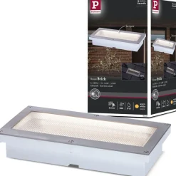 LED-terassivalaisin liiketunnistimella Paulmann Brick, IP67, 20x10cm, 3000K, alumiini