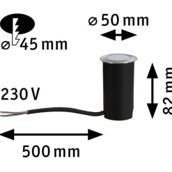 LED-terassivalaisin Paulmann House, IP67, 50mm, 3000K, 2W, 60lm, rst