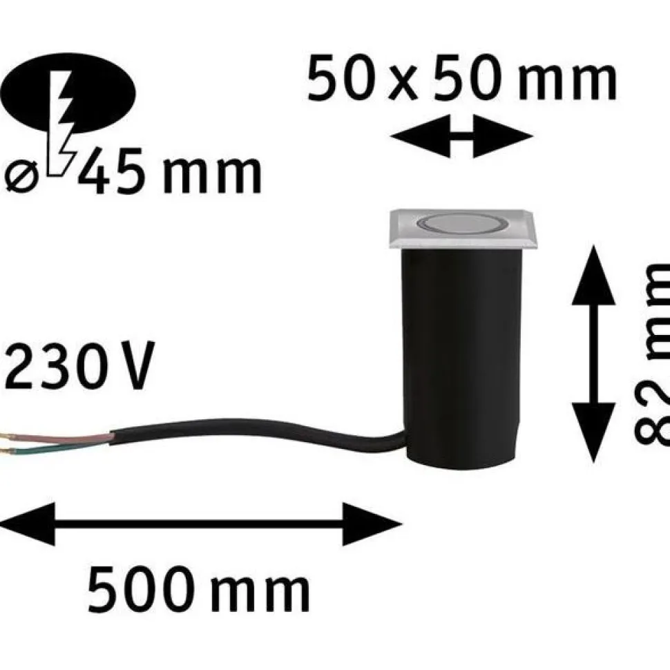 LED-terassivalaisin Paulmann House, IP67, 50x50mm, 3000K, 2W, 20lm, rst