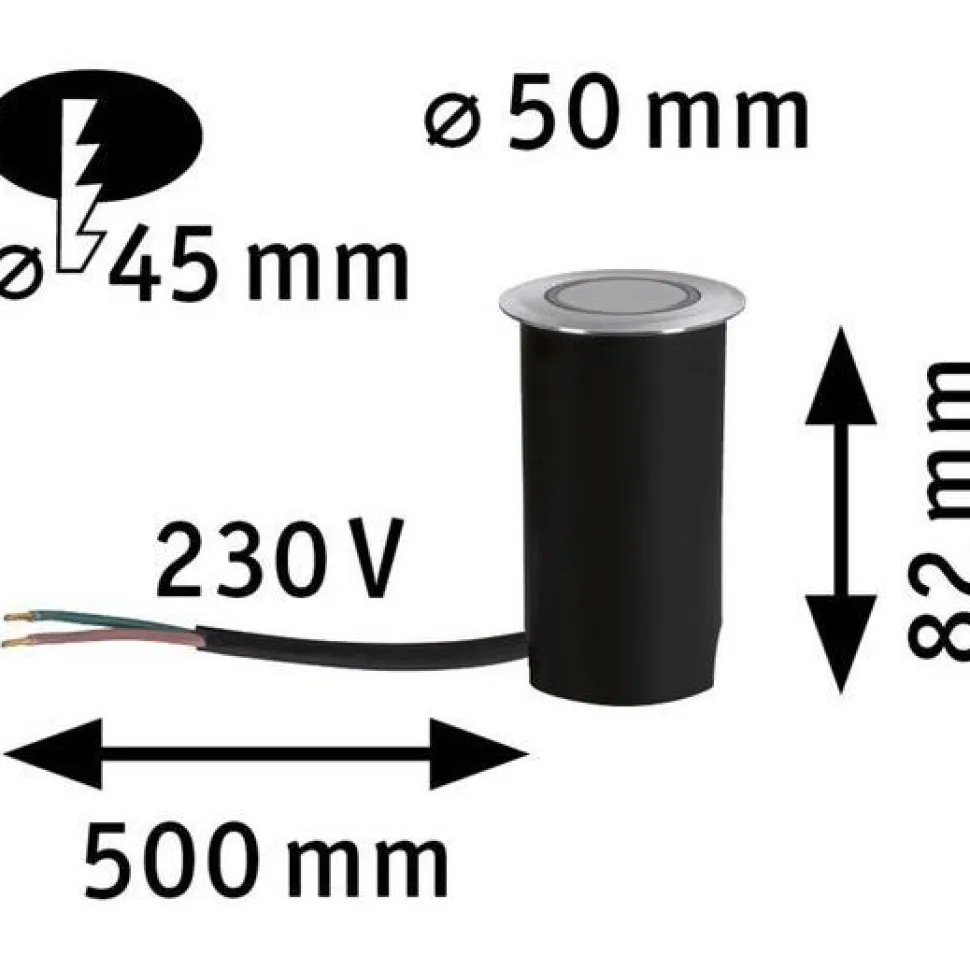 LED-terassivalaisin Paulmann, IP67, 50mm, 2200K, alumiini