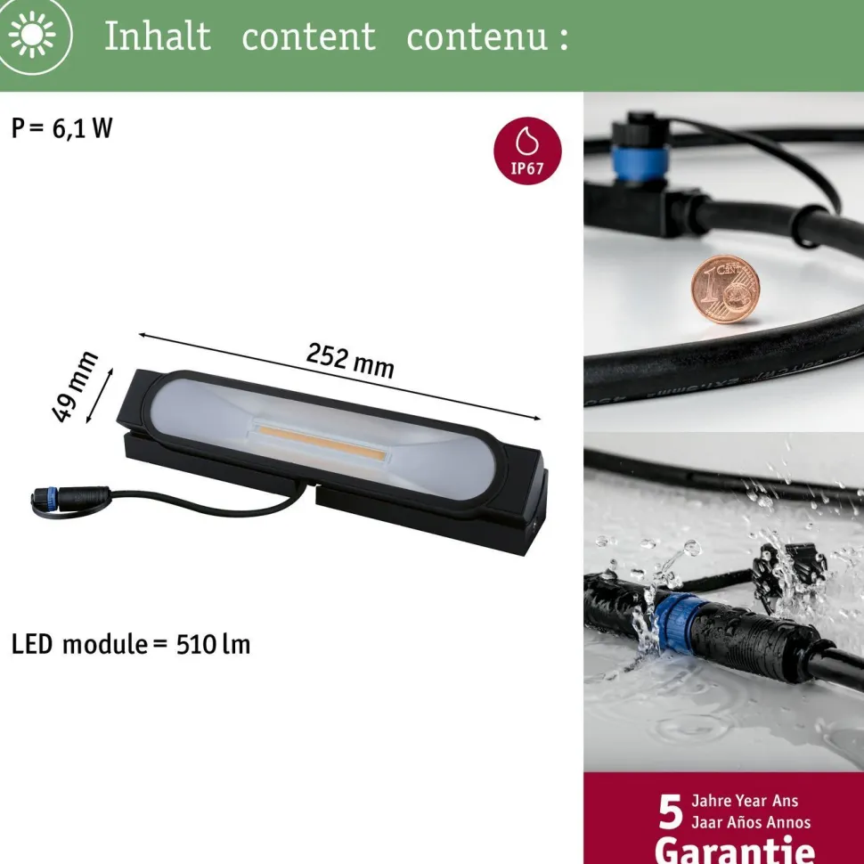 LED-terassivalaisin Paulmann Plug & Shine Ito, 25.2cm, IP67, 3000K, antrasiitti