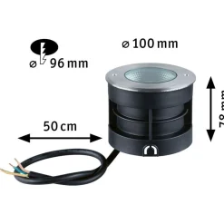 LED-terassivalaisin Paulmann Vanea, IP67, 10cm, 3000K, korroosionkestävä, alumiini