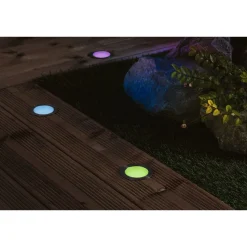 LED-terassivalaisinsarja Paulmann Plug & Shine Floor, Smart Home Zigbee 3.0, IP67, RGBW+, 3x2W, rst