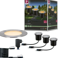 LED-terassivalaisinsarja Paulmann Plug & Shine Floor, IP67, 2200K, 3x4.5W, antrasiitti