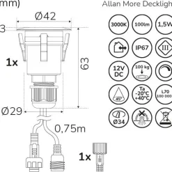 LED-terassivalo Llitt Allan More Decklight, alumiini
