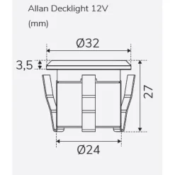 LED-terassivalosarja Llitt Allan Decklight 4-osainen alumiini