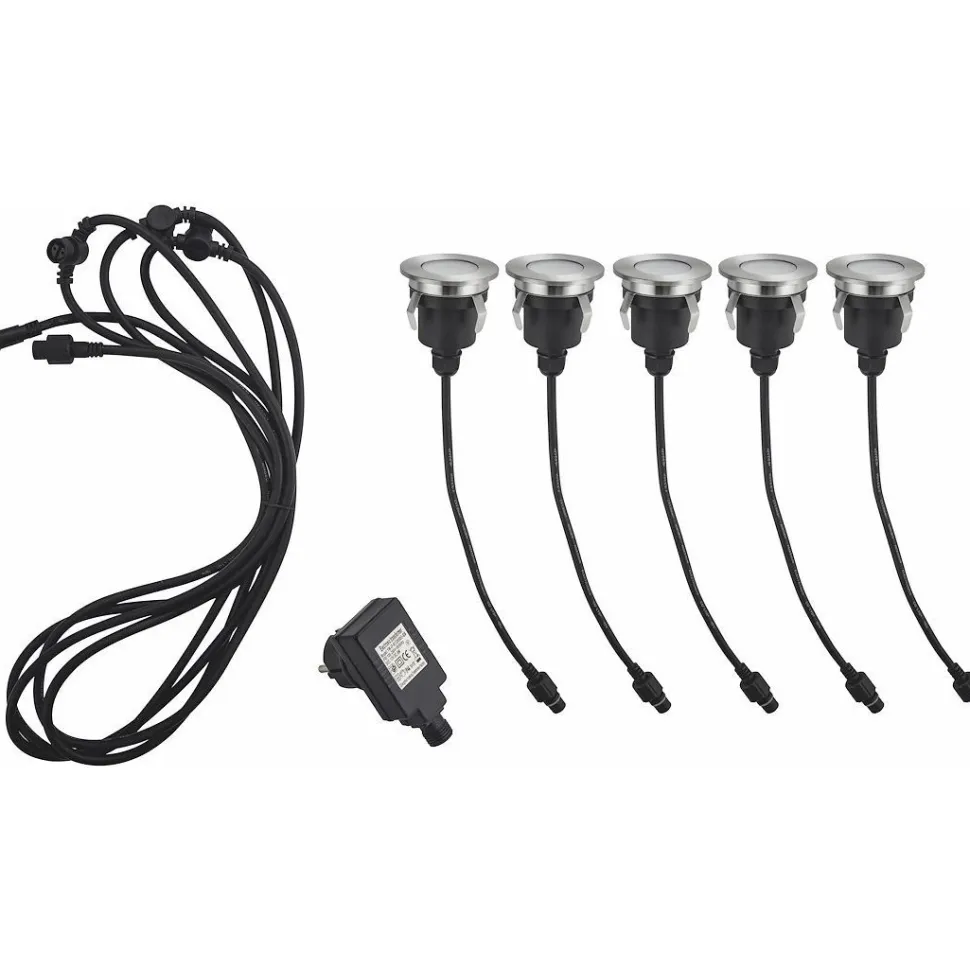 LED-terassivalosarja Malmbergs Ground III Kit 5x0.6W, IP67, teräs