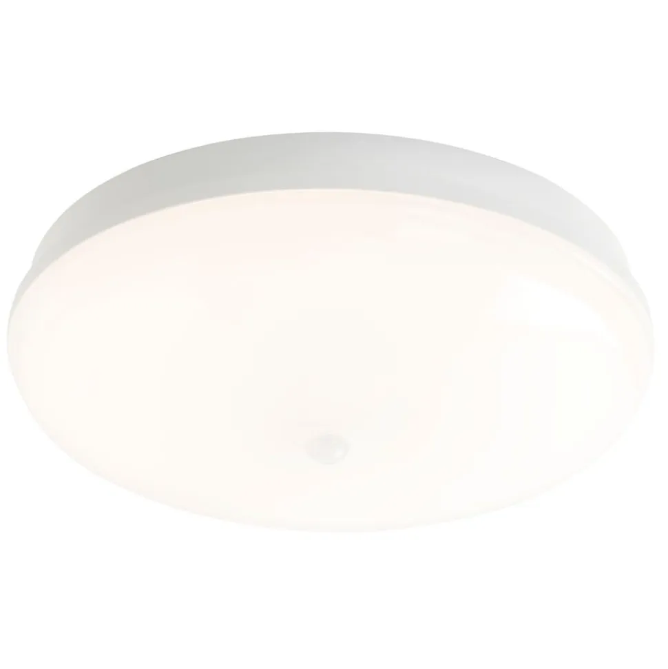 LED-tunnistinvalaisin Airam Lumi II 320, 12W/840, PIR M-S, Ø320x94mm, IP44, valkoinen/opaali