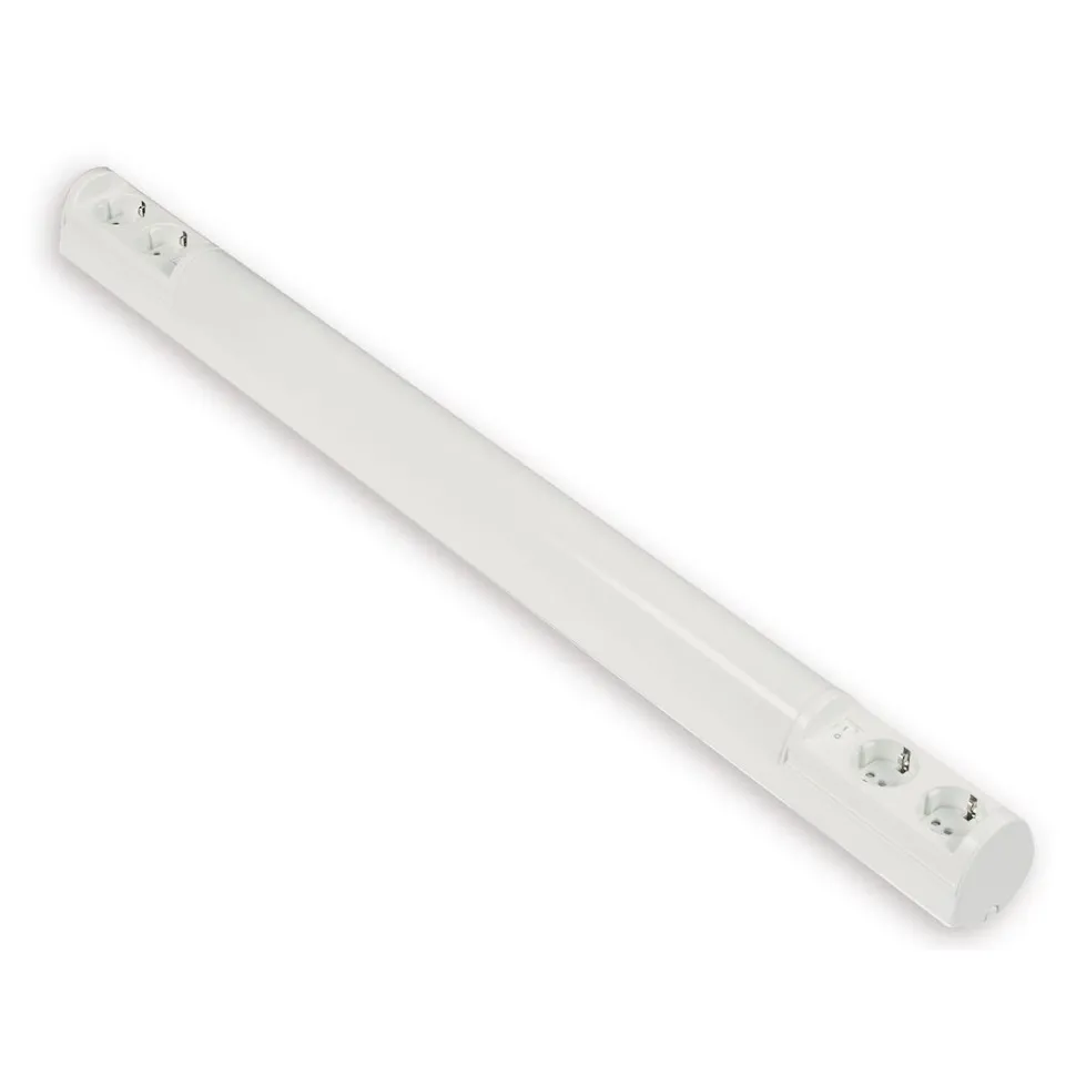 LED-työpistevalaisin Ensto Ali AL13418LED/DW 9W/8DW 907 mm 2x2-osainen pistorasia + kytkin valkoinen
