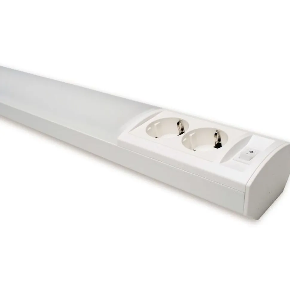 LED-työpistevalaisin Ensto Ami AL122L750 10W/830/840 752mm 2-osainen pistorasia+kytkin valkoinen