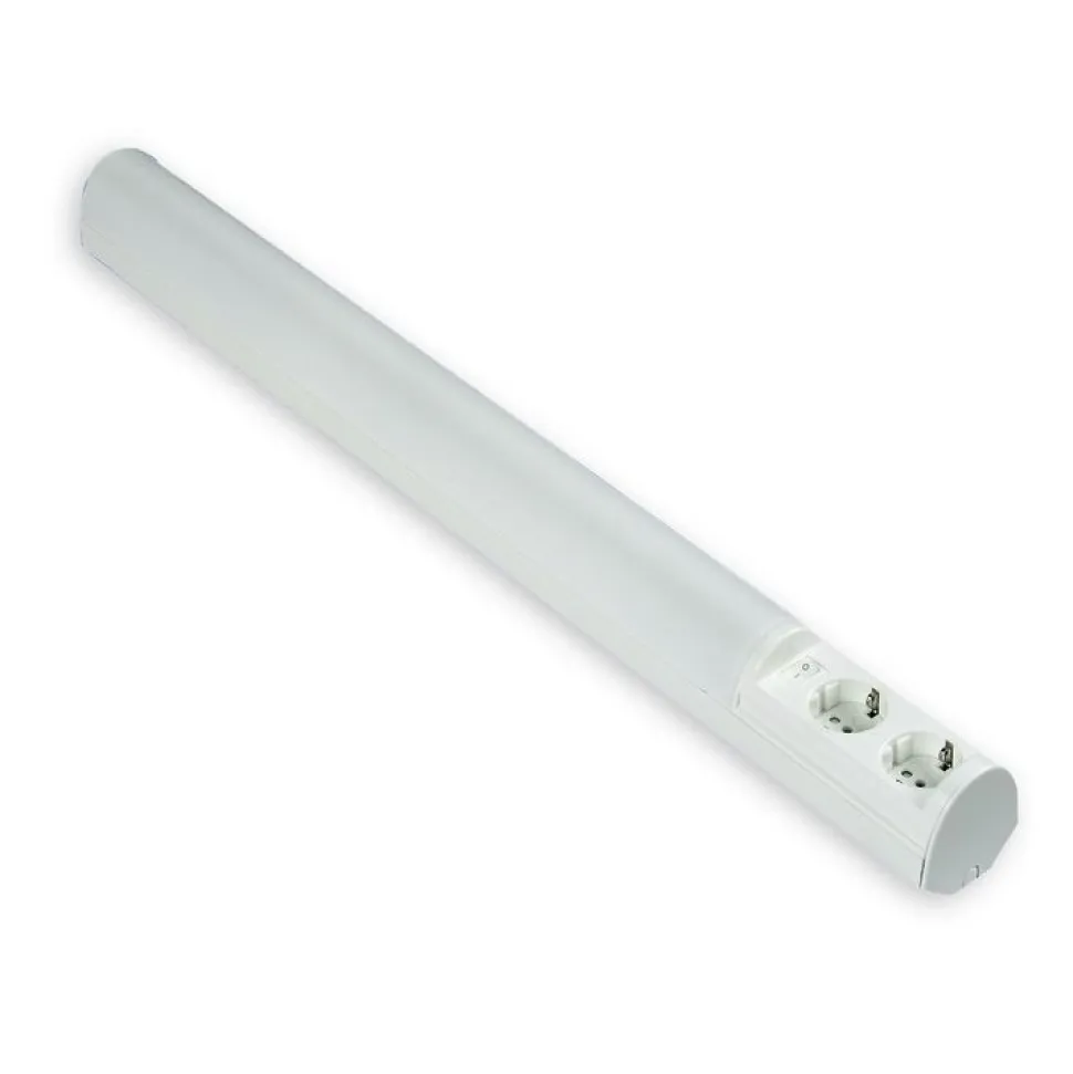 LED-työpistevalaisin Ensto Ali AL13218LED/DW 9W/8DW 768 mm 2-osainen pistorasia + kytkin valkoinen