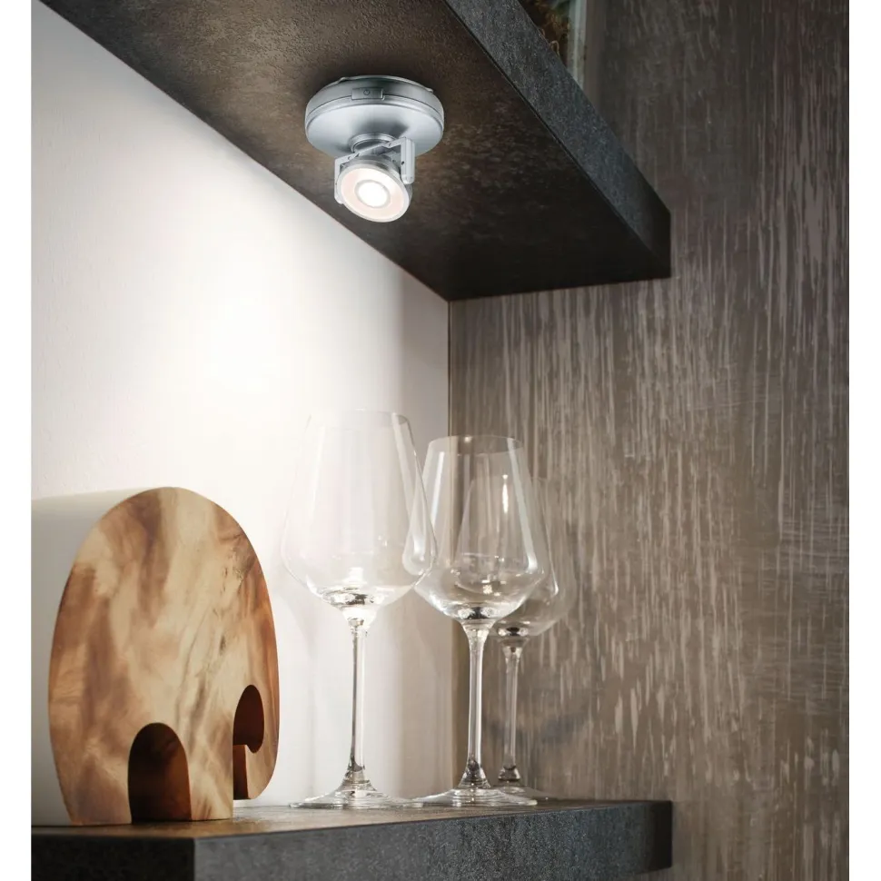 LED-työpistevalaisin Paulmann Batterie Rotate, 92mm, 66lm, 3000K, himmennettävä, mattakromi