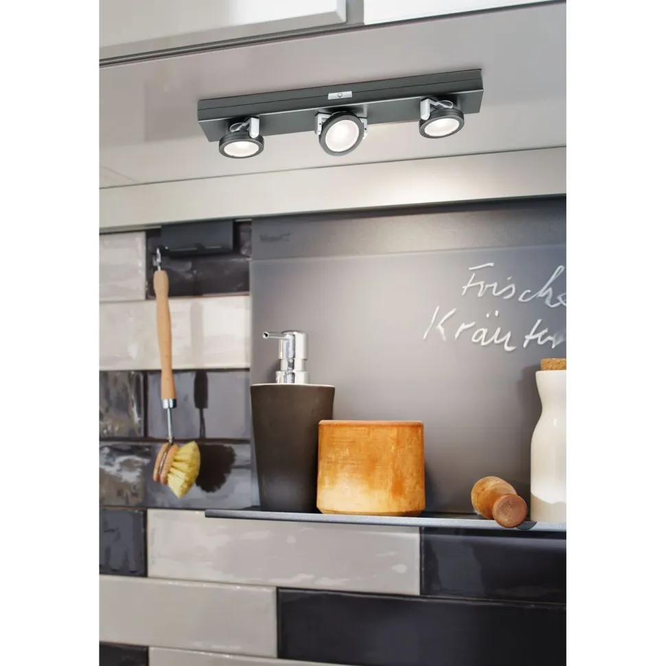 LED-työpistevalaisin Paulmann Batterie Rotate, 31x6cm, 3x18lm, 3000K, himmennettävä, antrasiitti