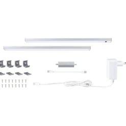 LED-työpistevalaisin Paulmann Inline 350x26mm 3000K 4W 350lm himmennettävä liiketunnistin aloitussarja mattakromi, 2kpl/pkt