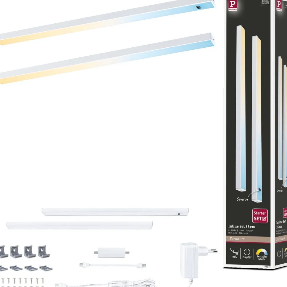 LED-työpistevalaisin Paulmann Inline 350x26mm 2700-6500K 4W 350lm liiketunnistin aloitussarja mattavalkoinen, 2kpl/pkt