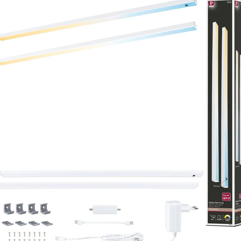 LED-työpistevalaisin Paulmann Inline 350x26mm 2700-6500K 4W 350lm liiketunnistin aloitussarja mattavalkoinen, 2kpl/pkt