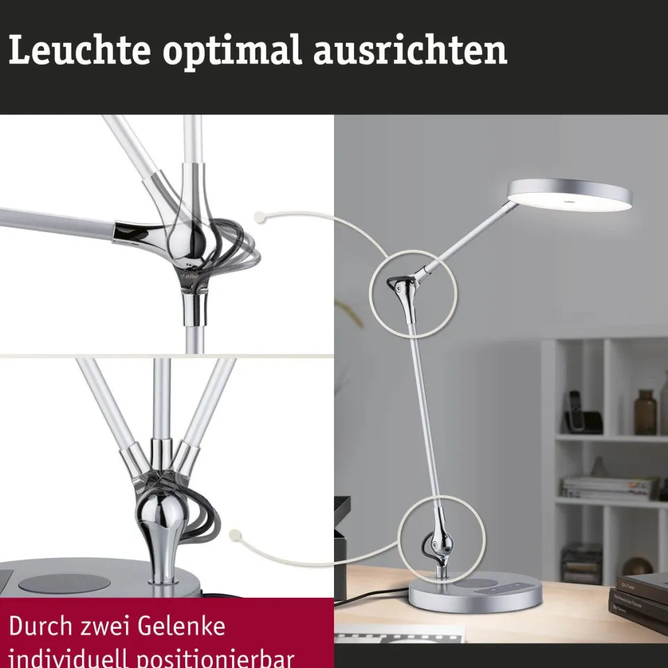 LED-työpöytävalaisin Paulmann Numis, 44cm, 1000lm, 11W, säädettävä värilämpötila, hopea
