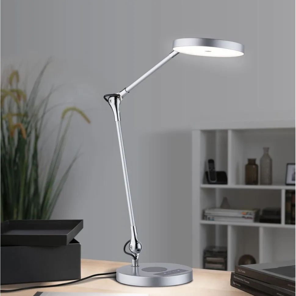 LED-työpöytävalaisin Paulmann Numis, 44cm, 1000lm, 11W, säädettävä värilämpötila, hopea