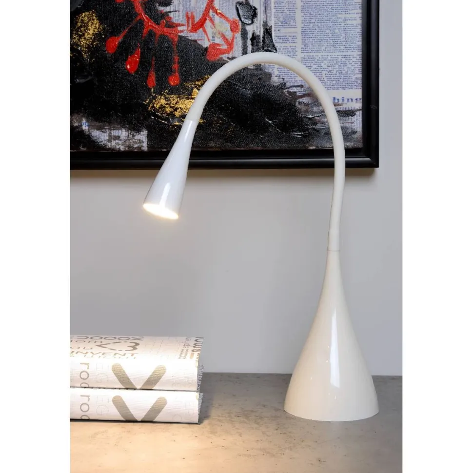 LED-työpöytävalaisin Lucide Zozy Ø11,5x70cm 3W himmennettävä valkoinen
