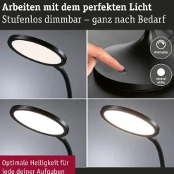 LED-työpöytävalaisin Paulmann Mejan, 60.4cm, 4000K, 1200lm, 15W, mattavalkoinen