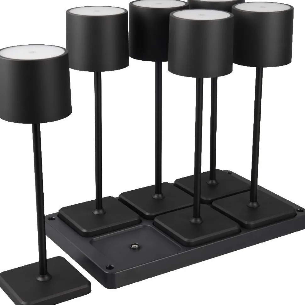 LED-ulkopöytävalaisin Trio Fernandez, 6-os, harmaa, ladattava